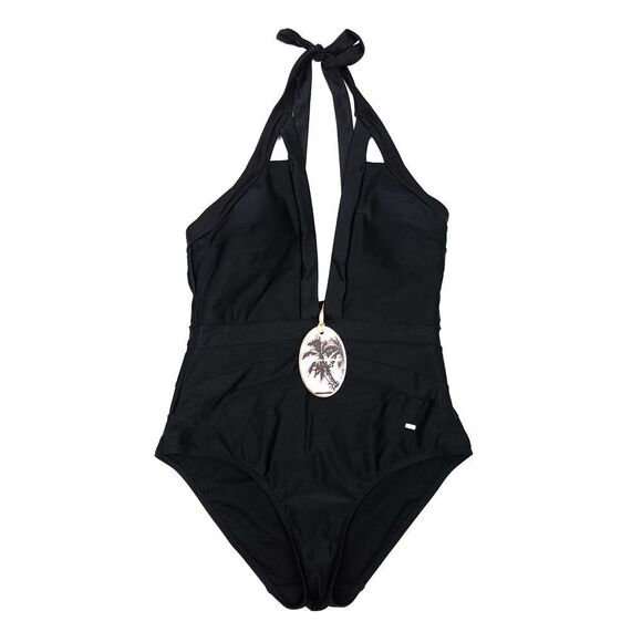 NWT Ted Baker Ralinda Halter Triangle Cut Outs One Piece Swimsuit Minimal Black - Picture 1 of 8
